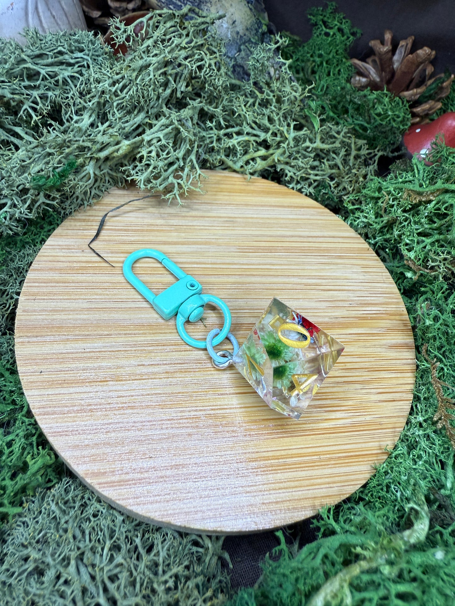 Porte-clés dés de JDR floral