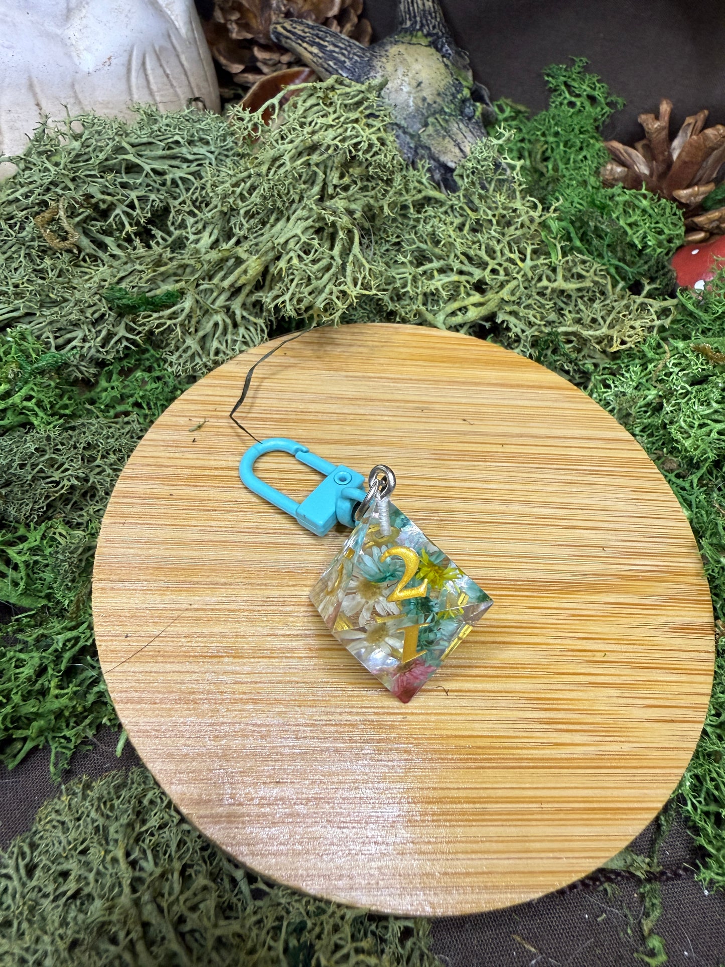 Porte-clés dés de JDR floral
