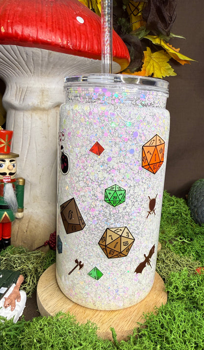 Verre Snowglobe motif JDR + paille