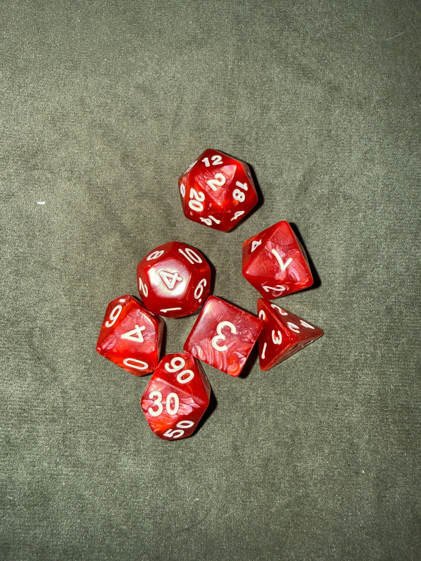 Set de dés de JDR - rose / rouge