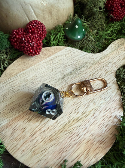 Porte-clés dés de JDR - Œil de dragon violet