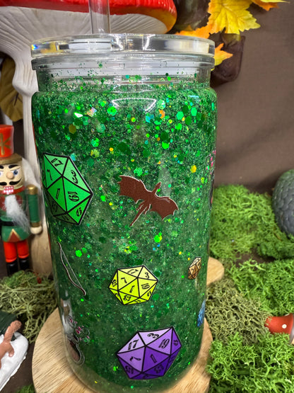 Verre Snowglobe motif JDR + paille