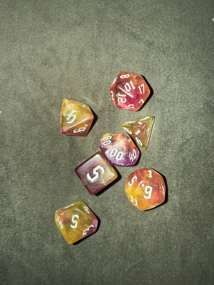 Set de dés de JDR - rose / rouge