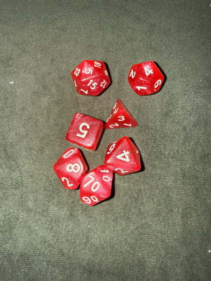 Set de dés de JDR - rose / rouge