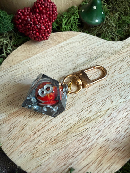 Porte-clés dés de JDR - Œil de dragon rouge