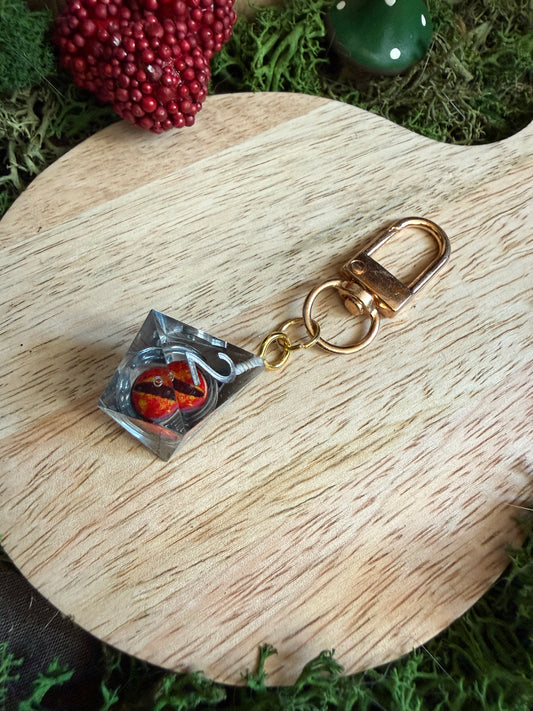 Porte-clés dés de JDR - Œil de dragon rouge